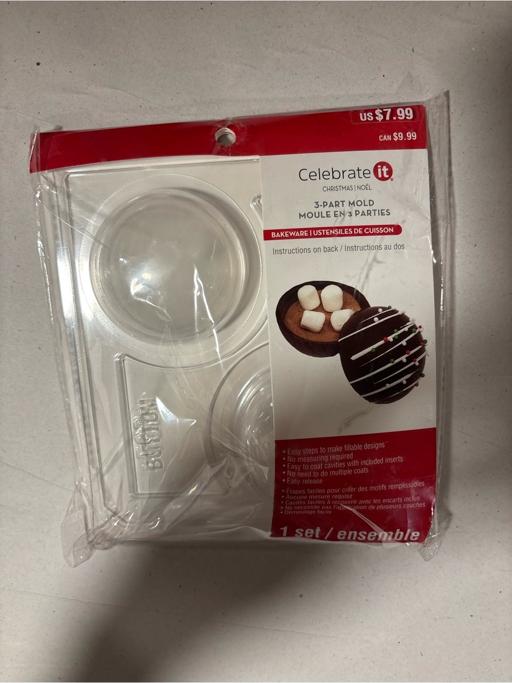 Celebrate It Clear 3-Part Baking Mold - Clear for baking treats NWT